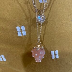 Wild fable pink strawberry 🍓 and  Heart Pendant Necklace.